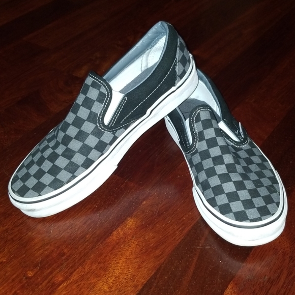 checkerboard vans gray